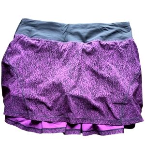 Lululemon Tennis Golf Lined Skirt Rubbed Grip Purple Black Drawstring Sz 6 Tall